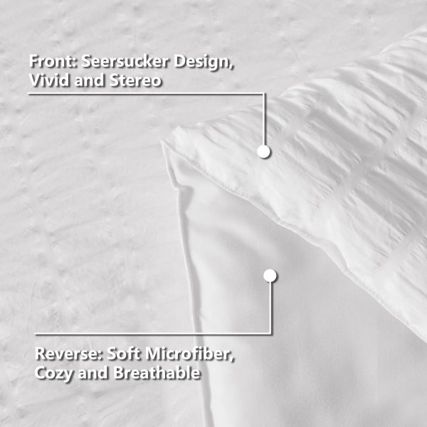 CozyLux Queen Bed in a Bag White Seersucker Comforter Set with Sheets 7-Pieces All Season Bedding Sets with Comforter, Pillow Sham, Flat Sheet, Fitted Sheet and Pillowcase - Image 8